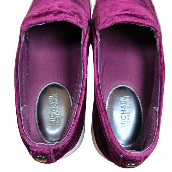 Michael Kors Slip On Sneakers Burgandy Velvet Womens Size 8.5 M Perfect for Fall - Picture 7 of 8